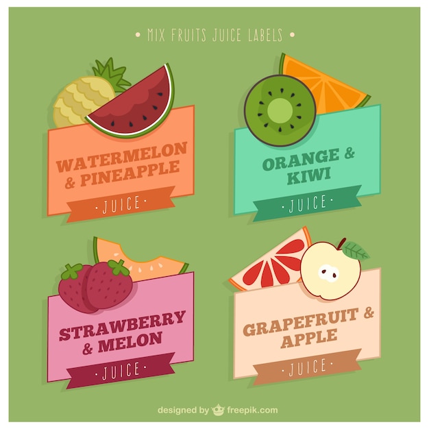 Free Vector pack of colorful juice labels