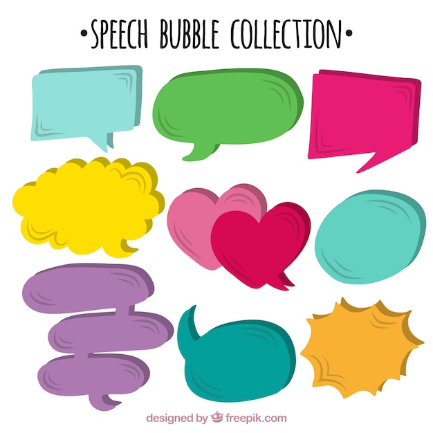 Pack of colorful speech bubbles