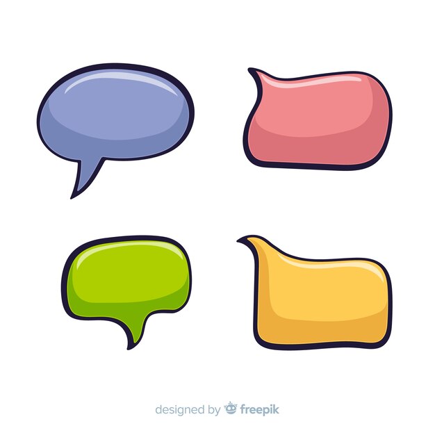 Pack of colourful comic speech bubbles