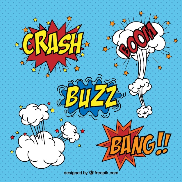 Free Vector pack of comic effects and onomatopoeias