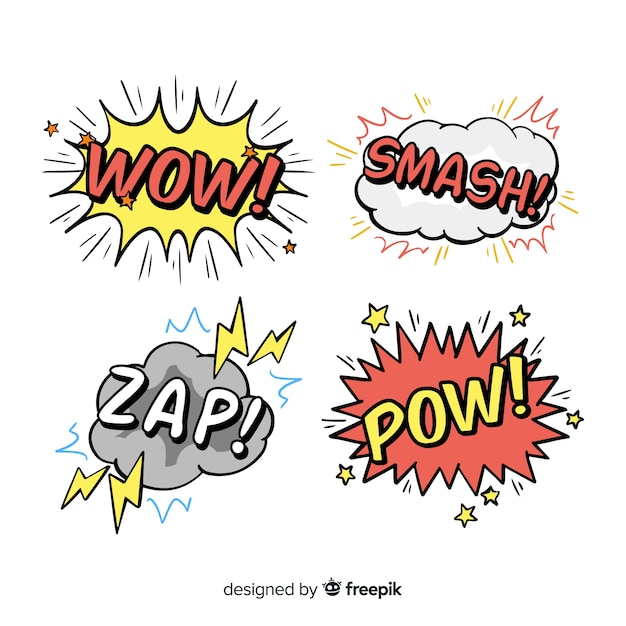 Free Vector pack of comic speech bubbles