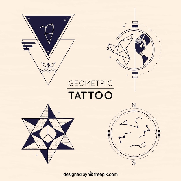 Free vector pack of creative geometric tattoos