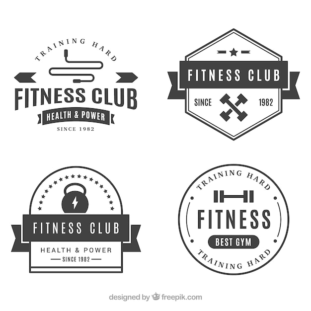 Pack of creative retro fitness labels