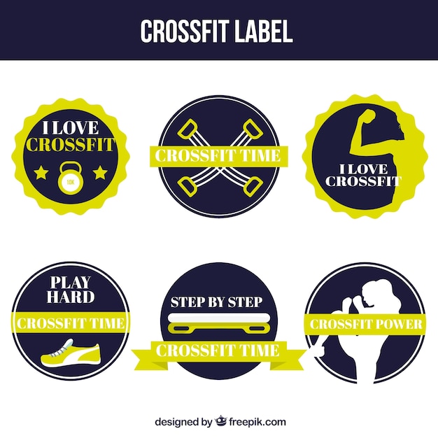 Free Vector pack of crossfit stickers