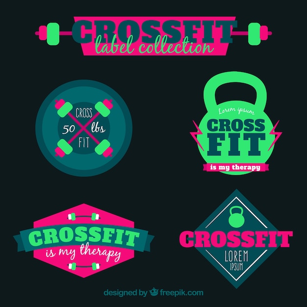 Free Vector pack of crossfit stickers