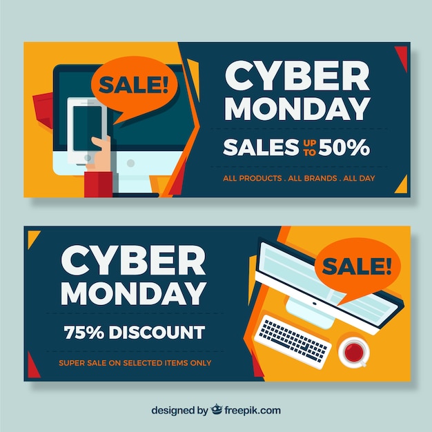 Pack of cyber monday banners