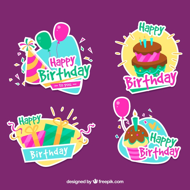 Pack of decorative birthday stickers