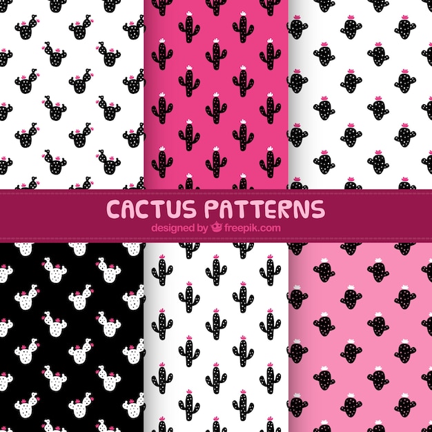 Free Vector pack of decorative cactus patterns