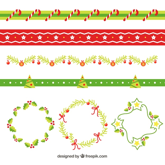 Free Vector pack of decorative christmas borders