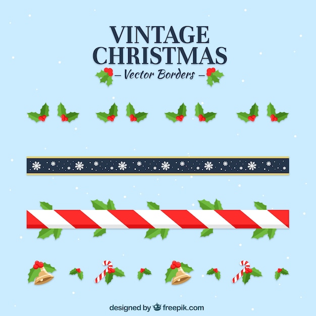 Free Vector pack of decorative christmas borders