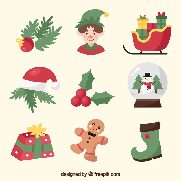 Pack of decorative christmas elements