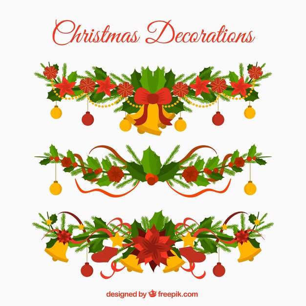 Pack of decorative christmas garlands