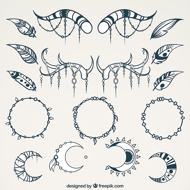 Free Vector pack of decorative ethnic items