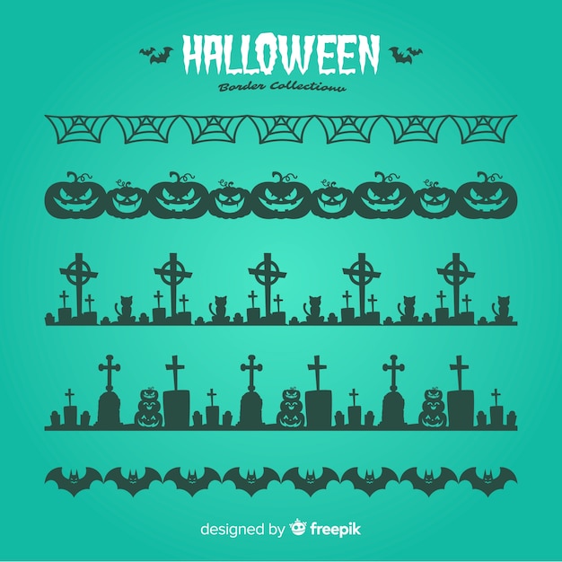 Free Vector pack of decorative halloween borders in flat design