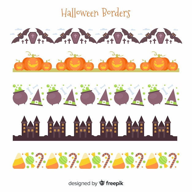 Free Vector pack of decorative halloween borders in flat design