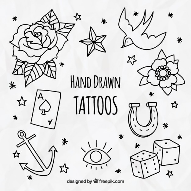 Free vector pack of decorative hand-drawn tattoos