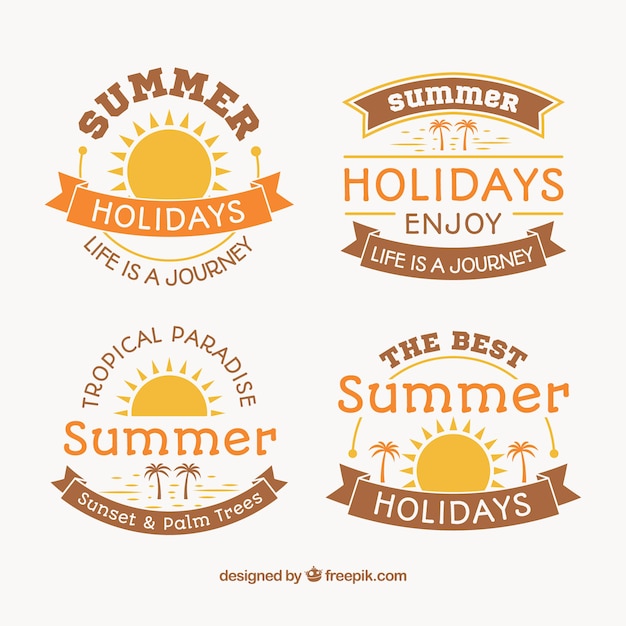 Free Vector pack of decorative stickers for summer