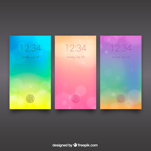 Free vector pack of defocused wallpapers of colored for mobile