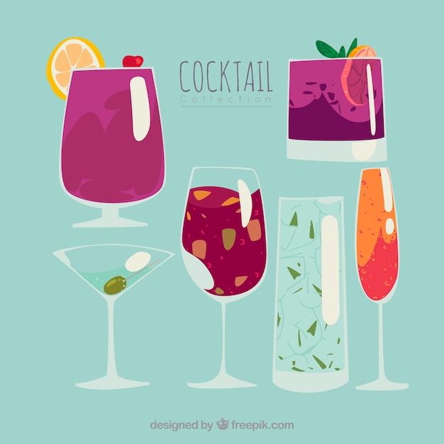 Free Vector pack of delicious cocktails