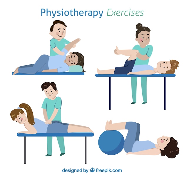 Free Vector pack of different kind of physiotherapy exercises