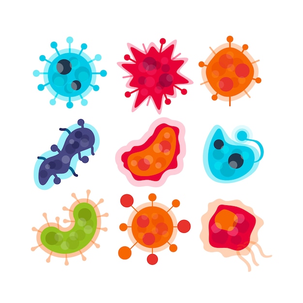 Free Vector pack of different viruses illustrated