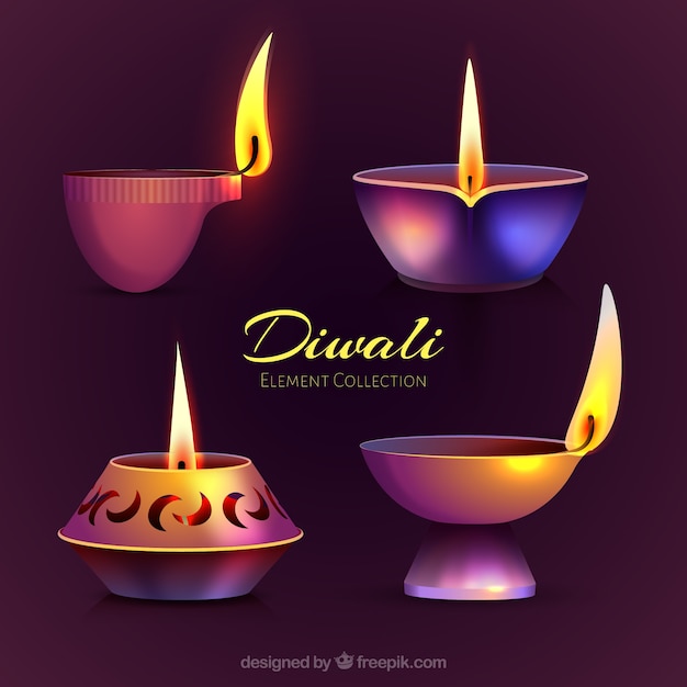 Free Vector pack of diwali candles