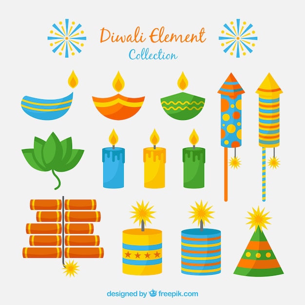 Free Vector pack of diwali celebration elements