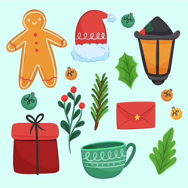 Pack of drawn christmas elements