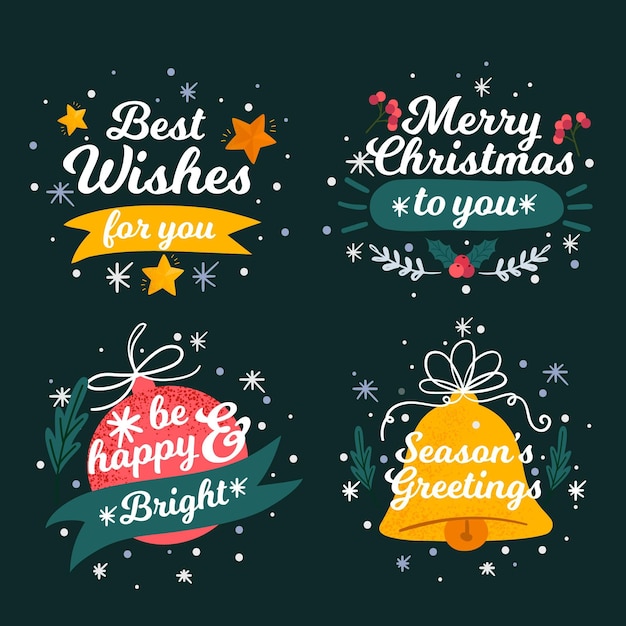 Free Vector pack of drawn christmas labels