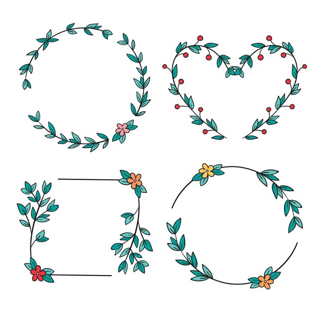 Pack of drawn floral frames