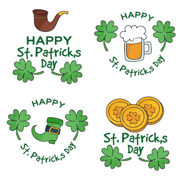 Free Vector pack of drawn st. patrick's day labels