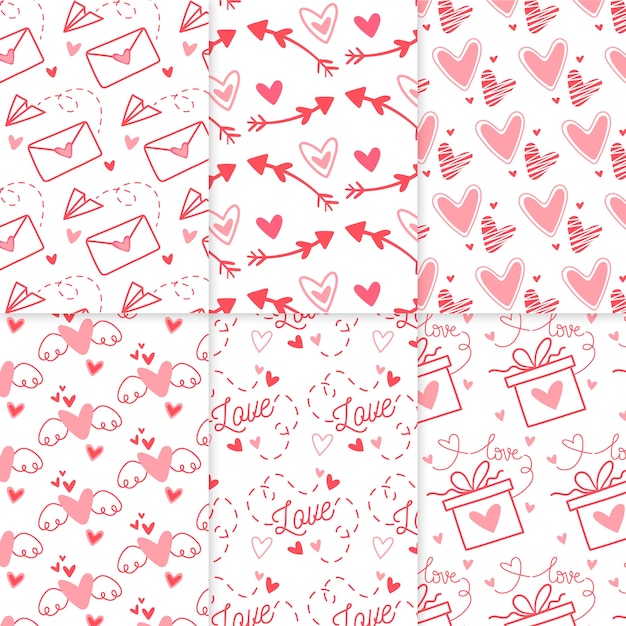 Pack of drawn valentine's day pattern