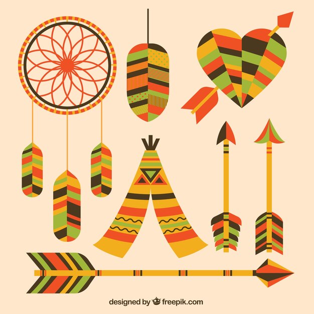 Pack of dreamcatchers and other ethnic elements