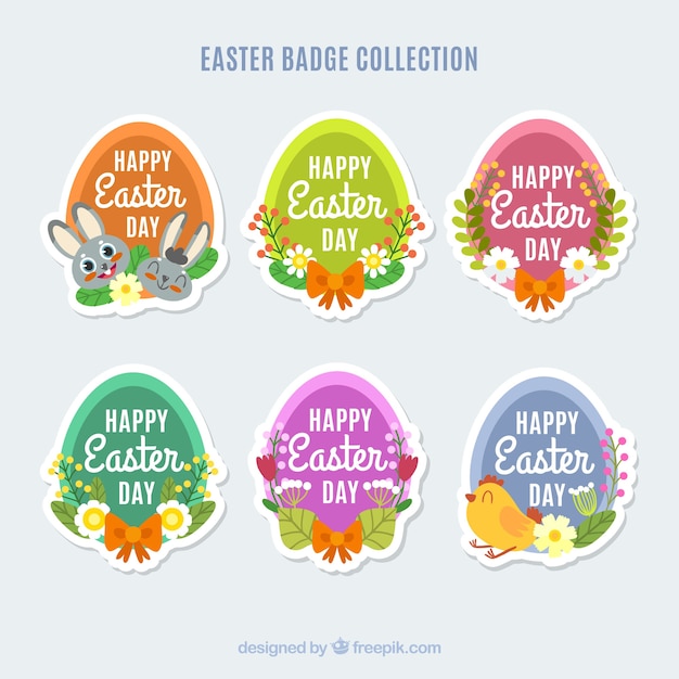 Pack of easter badges in different colors