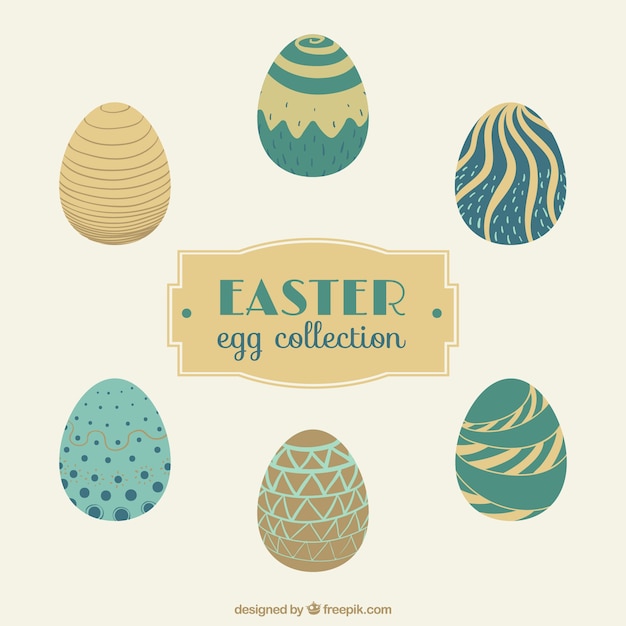 Free Vector pack of easter eggs in vintage style