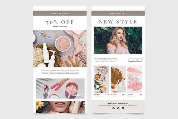 Pack of ecommerce email templates with photos