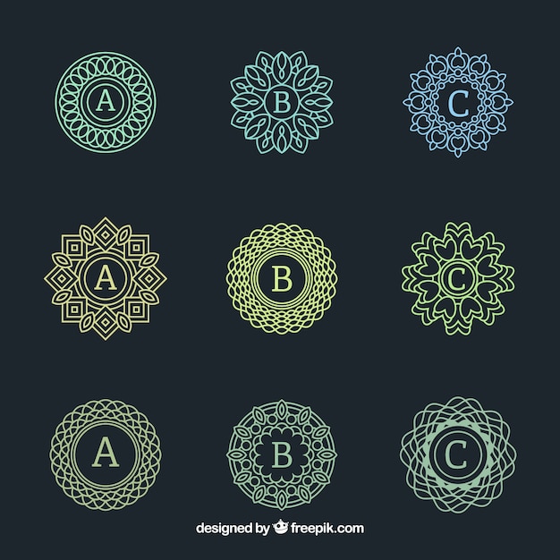 Pack of elegant ornamental monograms