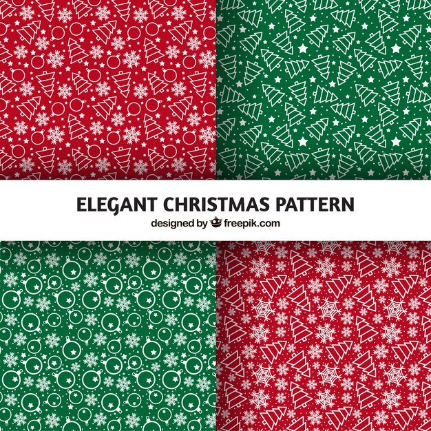 Pack of elegant patterns hand-drawn christmas decorations