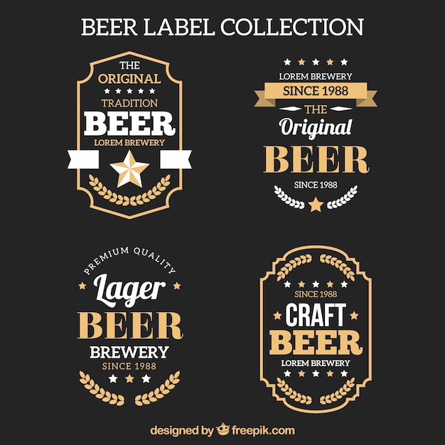 Pack of elegant retro beer stickers