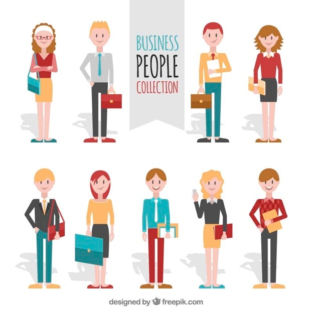 Free Vector pack of entrepreneurs with office supplies