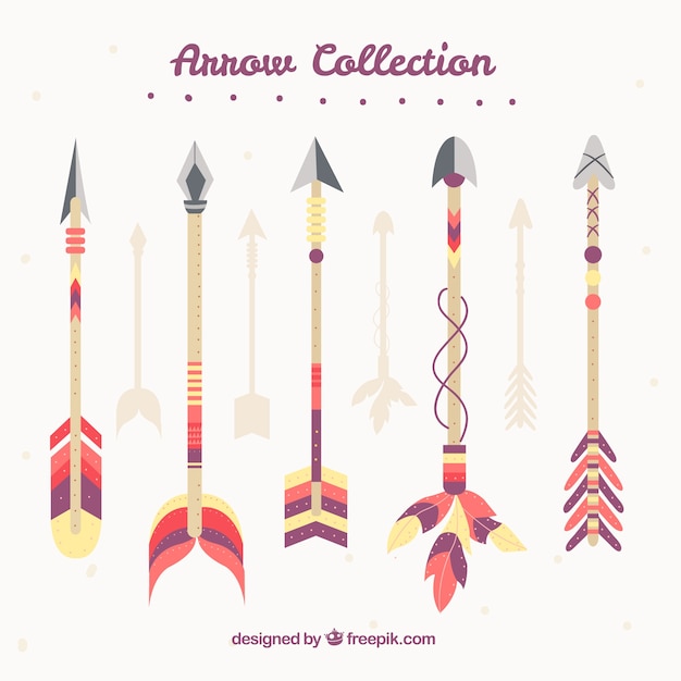 Pack of ethnic arrows in flat design