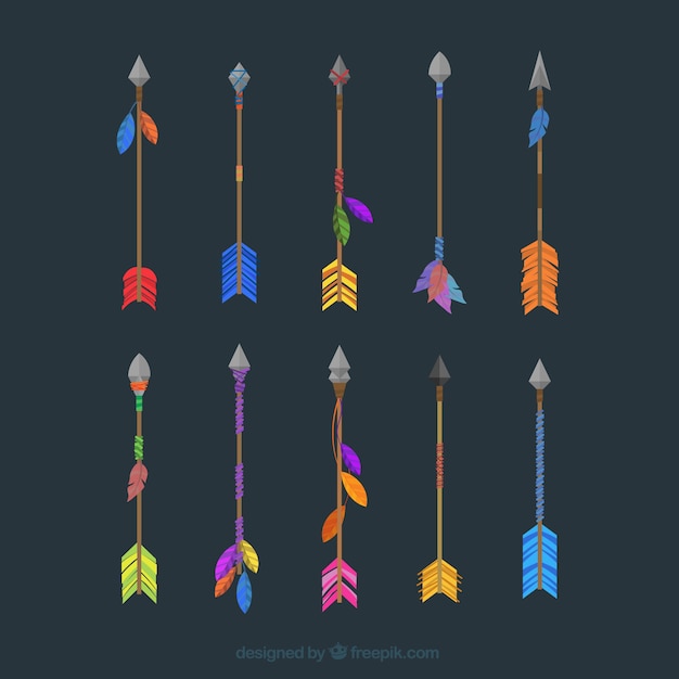 Pack of ethnic colored arrows