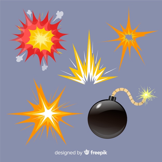 Free Vector pack of explosion effects cartoon style