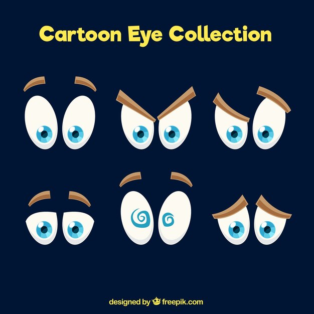 Pack eyes and eyebrow cartoon