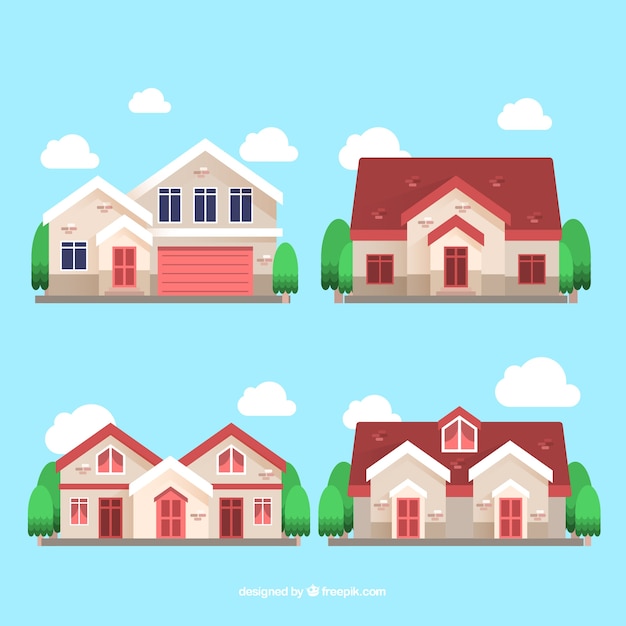 Free Vector pack of fantastic decorative houses