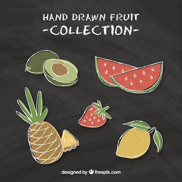 Free Vector pack of fantastic hand-drawn fruits