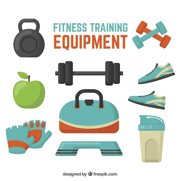 Free Vector pack of fitness objects in flat design