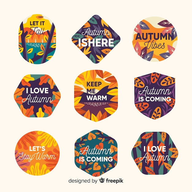 Pack of flat autumn labels