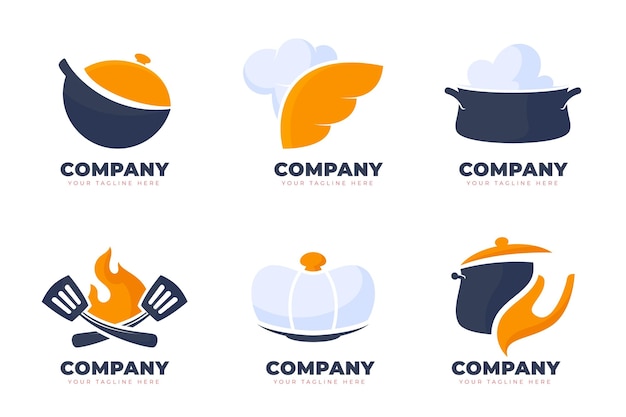 Pack of flat catering logo templates