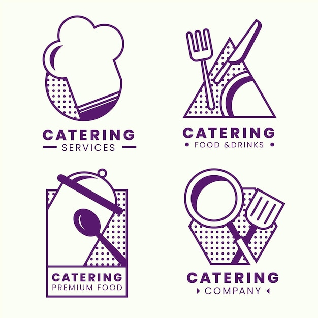 Pack of flat catering logo templates